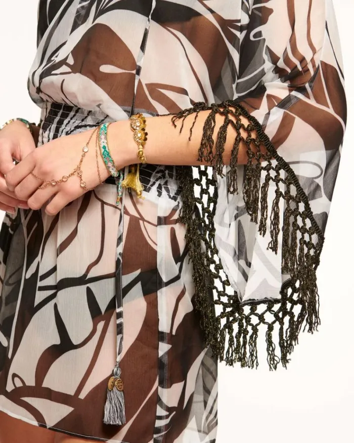 Ramy Brook Swim and Coverups Women Skyler Coverup Mini Dress Black Palm