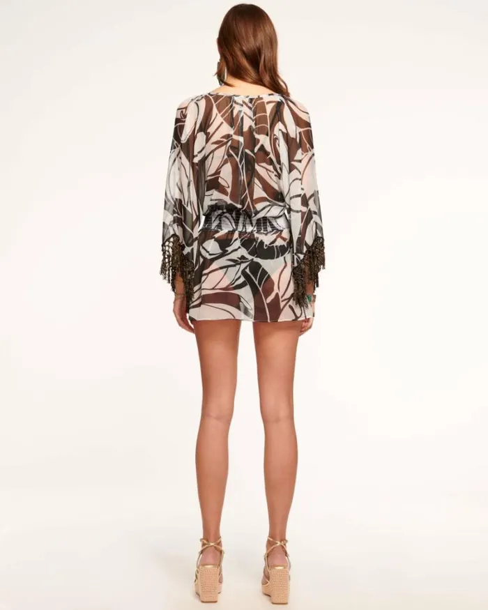Ramy Brook Swim and Coverups Women Skyler Coverup Mini Dress Black Palm