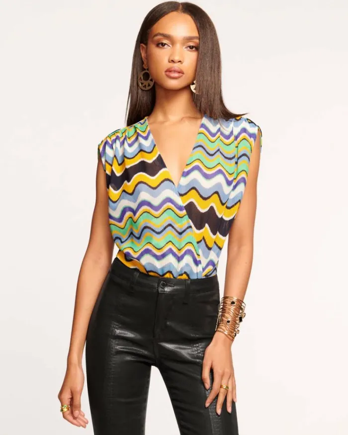Ramy Brook Tops Women Myra VNeck Top Yuzu Wave