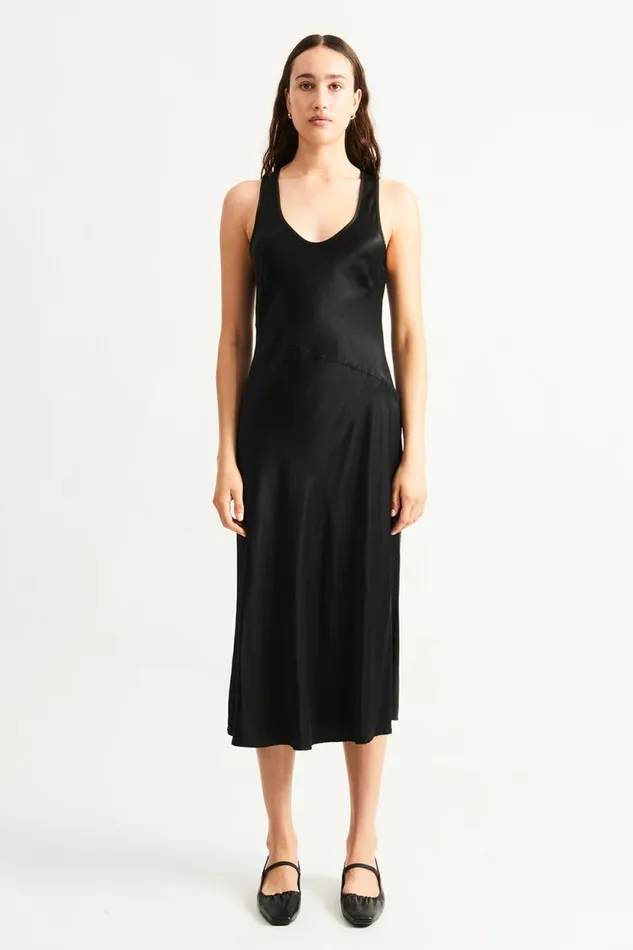 Raquel Allegra Black Valentina Midi Dress Women Sweaters and Knits