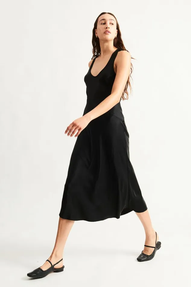 Raquel Allegra Black Valentina Midi Dress Women Sweaters and Knits