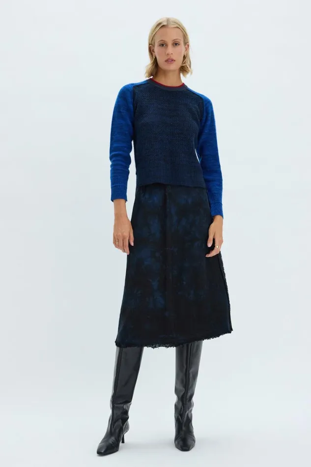 Raquel Allegra Dark Indigo Denim Aurora Skirt Women Bottoms