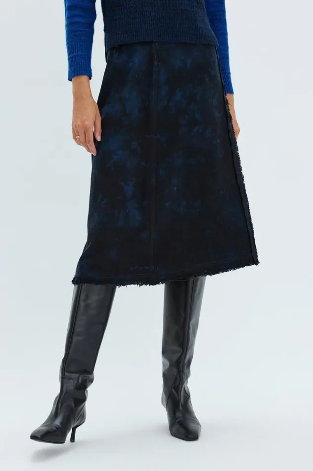 Raquel Allegra Dark Indigo Denim Aurora Skirt Women TShirts