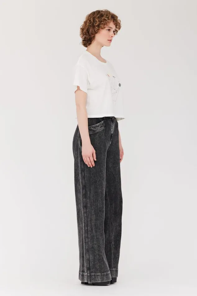 Raquel Allegra Dirty White Cosmic Hand Claudia Top Women Tops