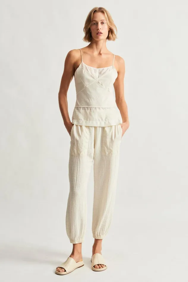 Raquel Allegra Dirty White Fulani Tank Top Women Tops