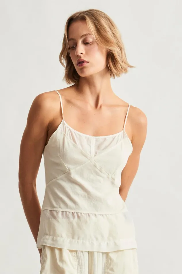 Raquel Allegra Dirty White Fulani Tank Top Women Tops