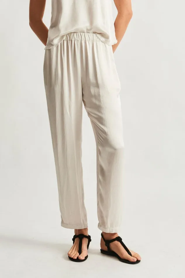 Raquel Allegra Pebble Satin Dirty White Fez Pant Women Bottoms