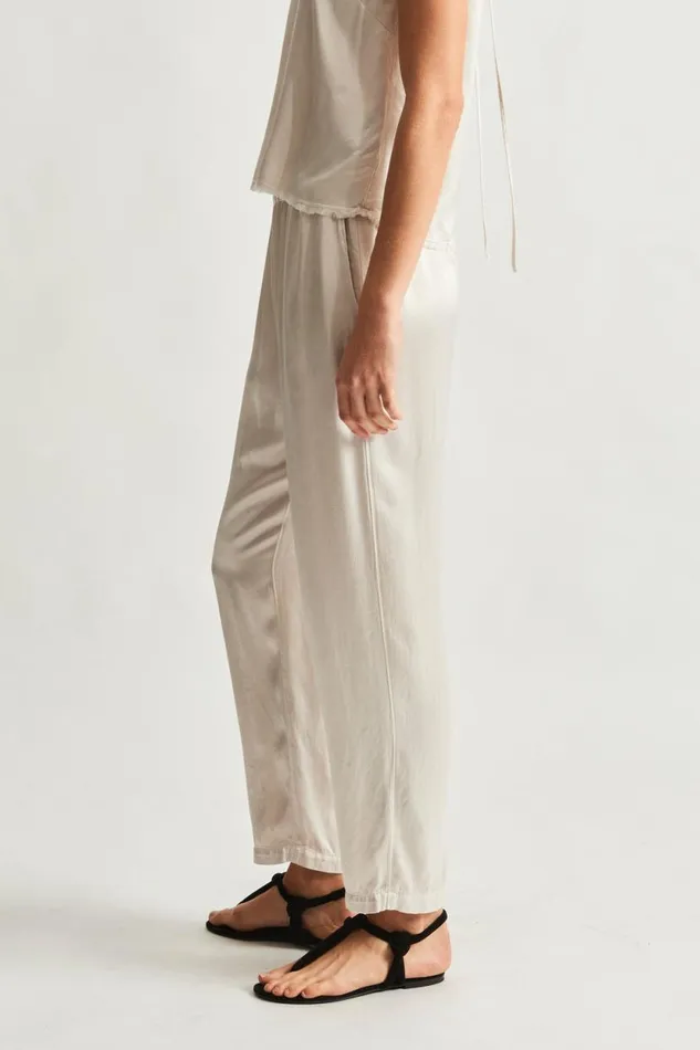 Raquel Allegra Pebble Satin Dirty White Fez Pant Women Bottoms