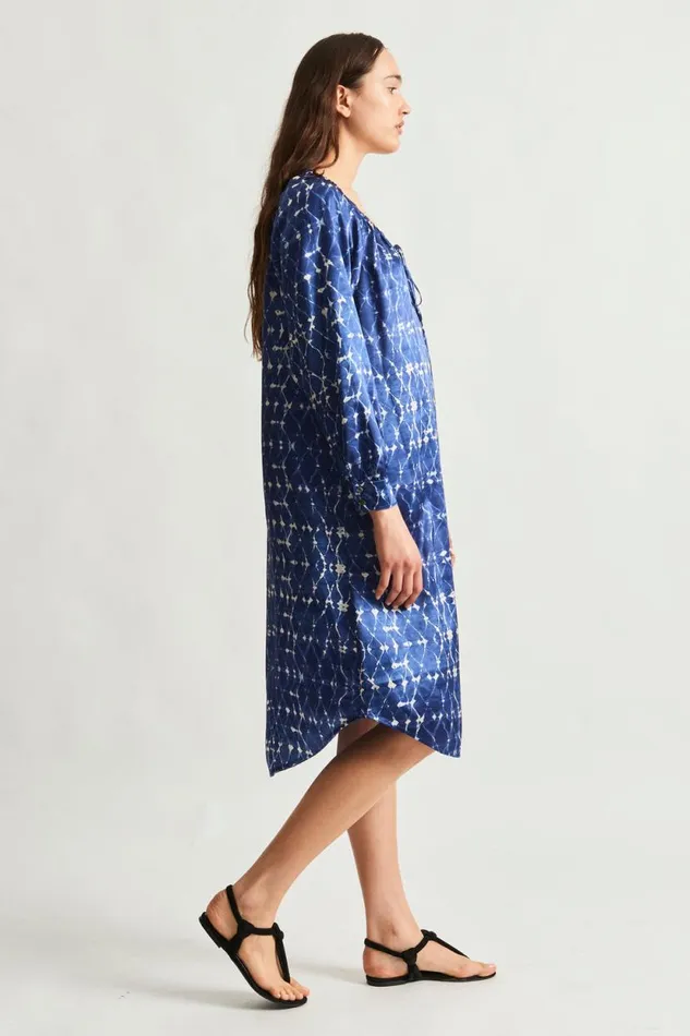 Raquel Allegra Silk Charmeuse Diamond New Blue Masai Midi Dress Women Dresses