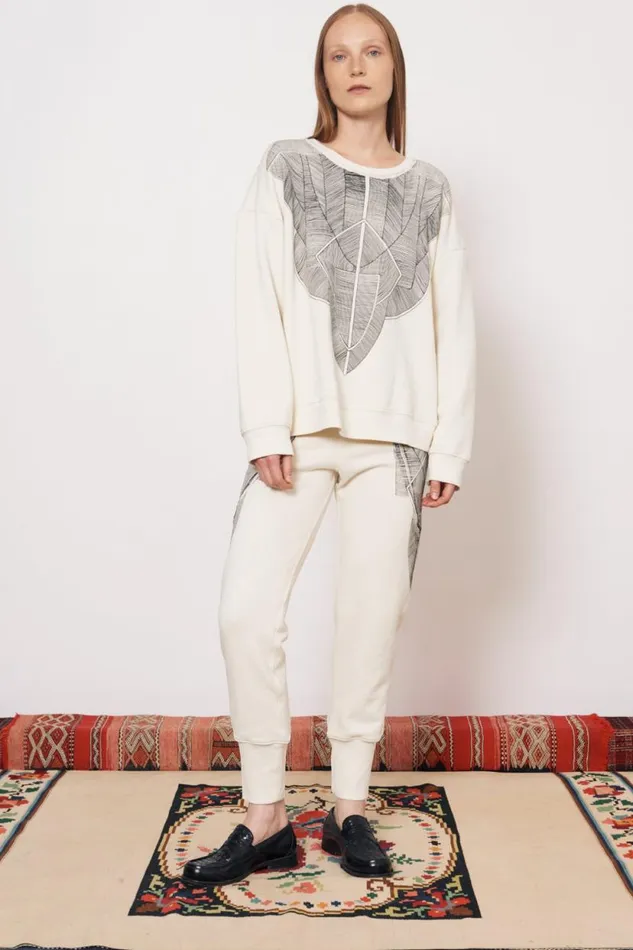 Raquel Allegra Vintage Fleece Dirty White Yves Sweatshirt Women Tops
