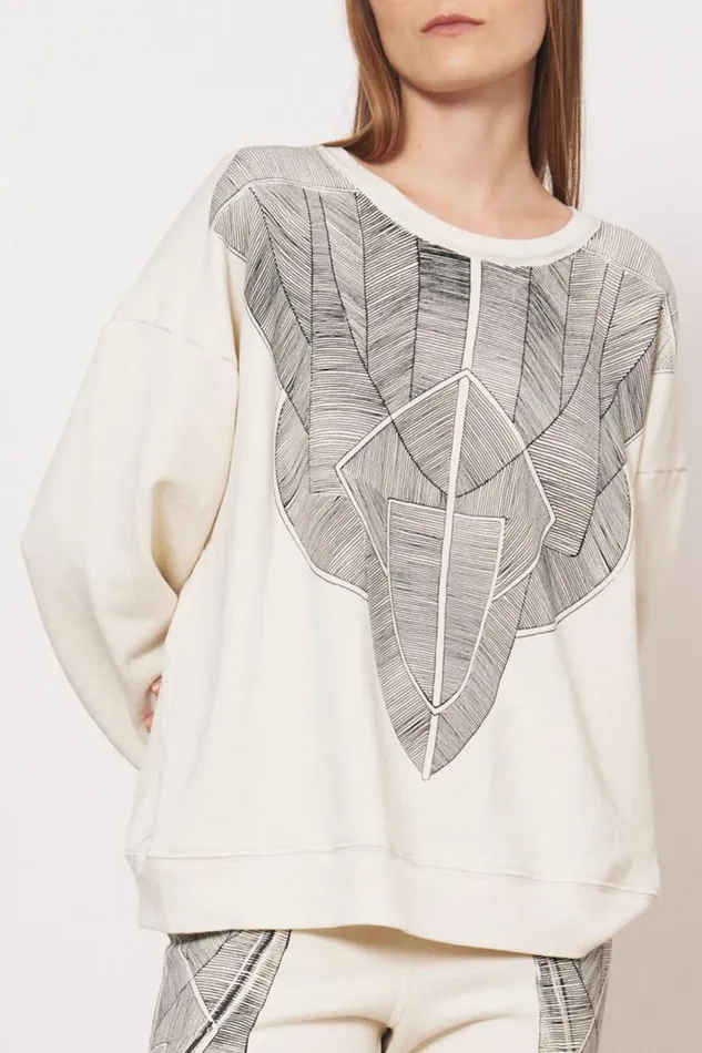 Raquel Allegra Vintage Fleece Dirty White Yves Sweatshirt Women Tops