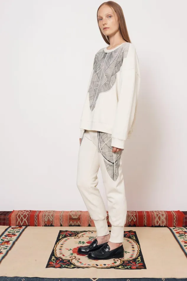 Raquel Allegra Vintage Fleece Dirty White Yves Sweatshirt Women Tops