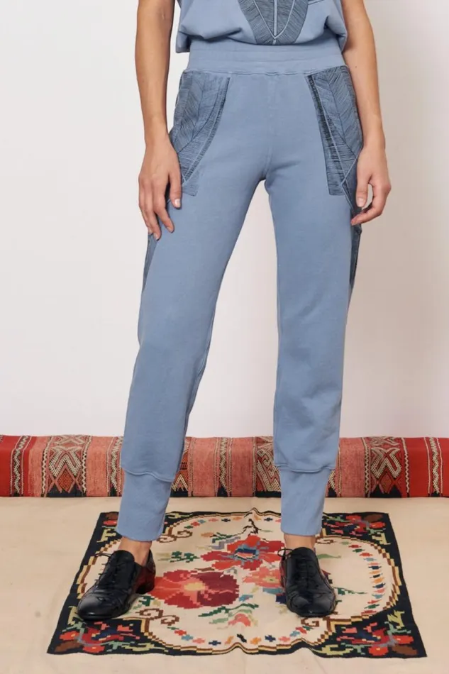 Raquel Allegra Vintage Fleece French Blue Kongo Pant Women Bottoms