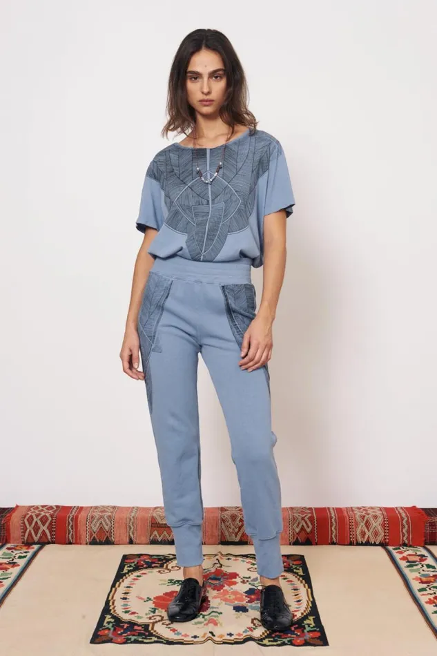 Raquel Allegra Vintage Fleece French Blue Kongo Pant Women Bottoms