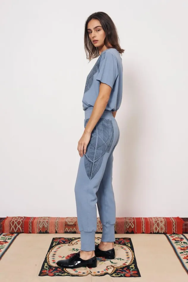 Raquel Allegra Vintage Fleece French Blue Kongo Pant Women Bottoms