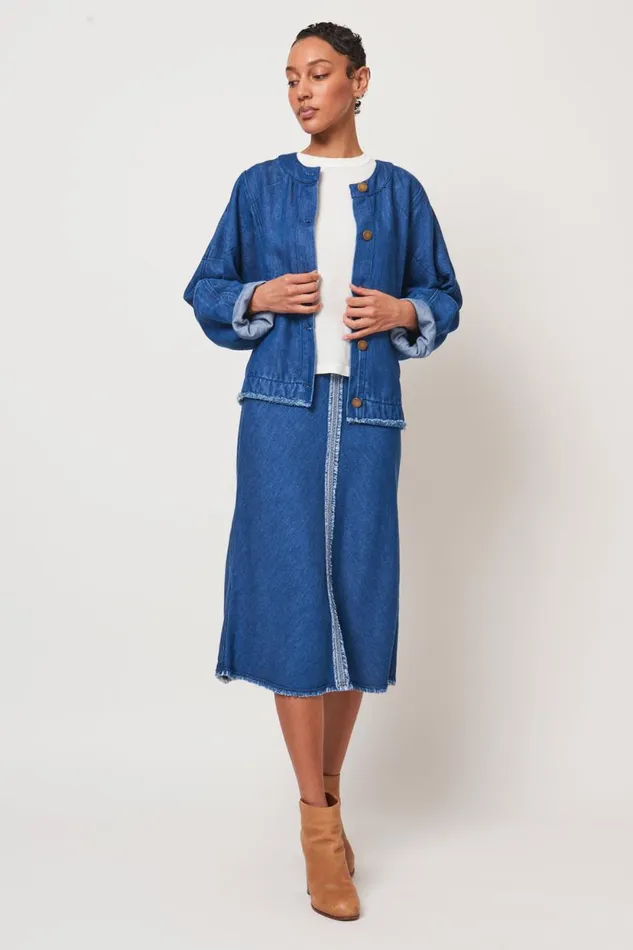 Raquel Allegra Washed Indigo JJ Denim Jacket Women Jackets