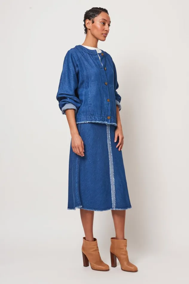 Raquel Allegra Washed Indigo JJ Denim Jacket Women Jackets