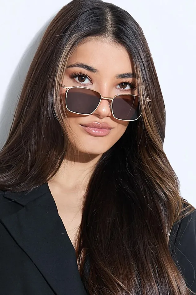 Remi Sunglasses 8211 Square Thin Rim Sunglasses In Gold Women Showpo Sunglasses