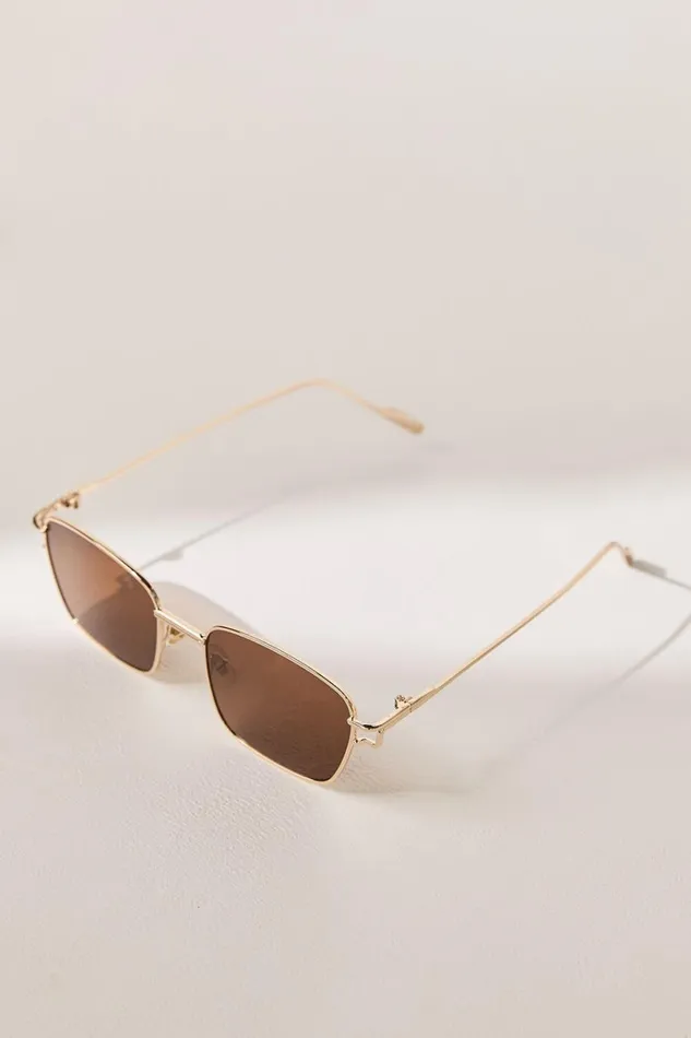 Remi Sunglasses 8211 Square Thin Rim Sunglasses In Gold Women Showpo Sunglasses