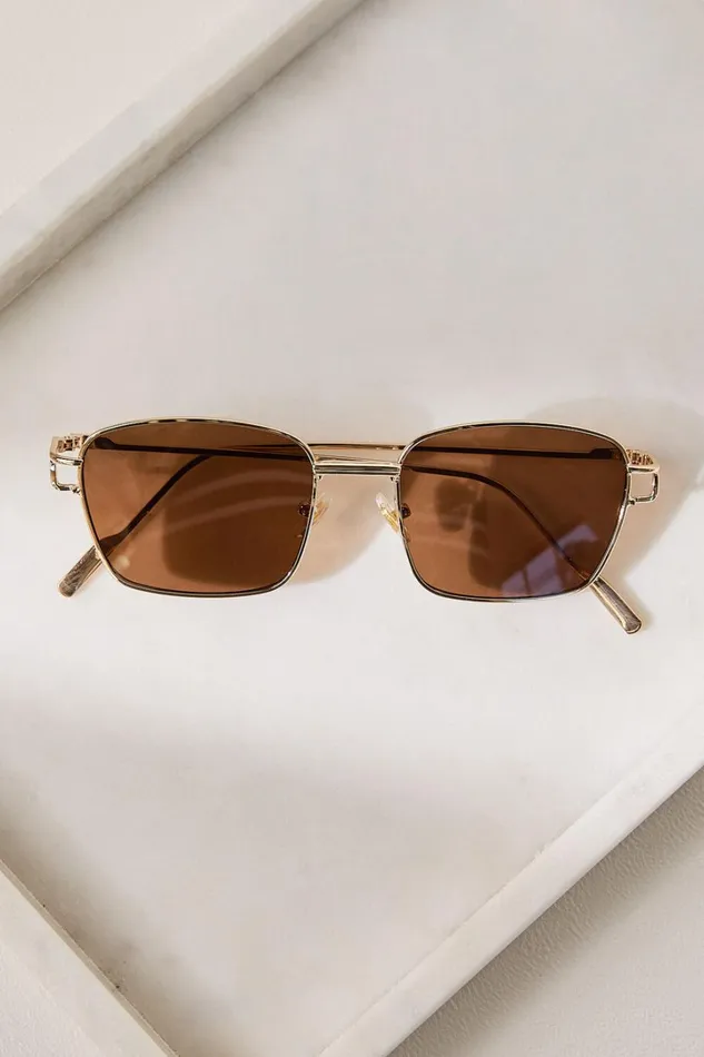 Remi Sunglasses 8211 Square Thin Rim Sunglasses In Gold Women Showpo Sunglasses