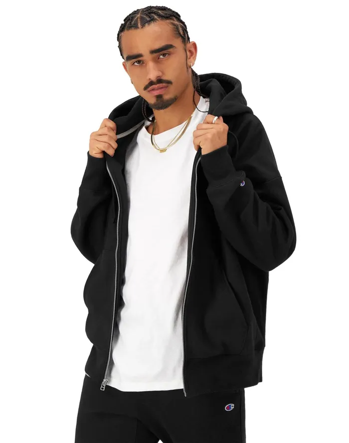 Reverse Weave Arena FullZip Hoodie Black Men Champion Hoodies and Sweatshirts