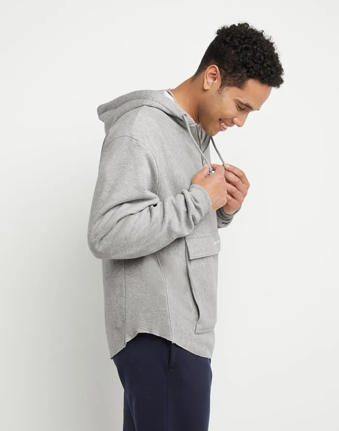Reverse Weave Boxy Anorak Script Oxford Grey Men Champion Hoodies and Sweatshirts