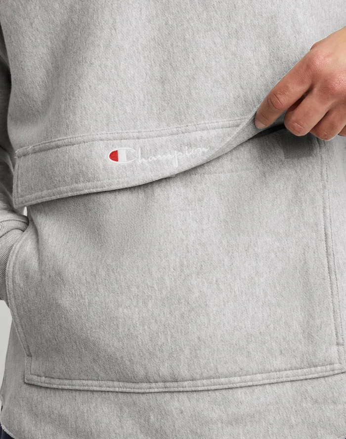Reverse Weave Boxy Anorak Script Oxford Grey Men Champion Hoodies and Sweatshirts