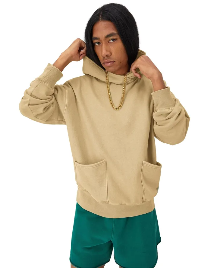 Reverse Weave Crossover Hoodie Ink Stamped Time Capsule Country Walnut Men Champion Hoodies and Sweatshirts