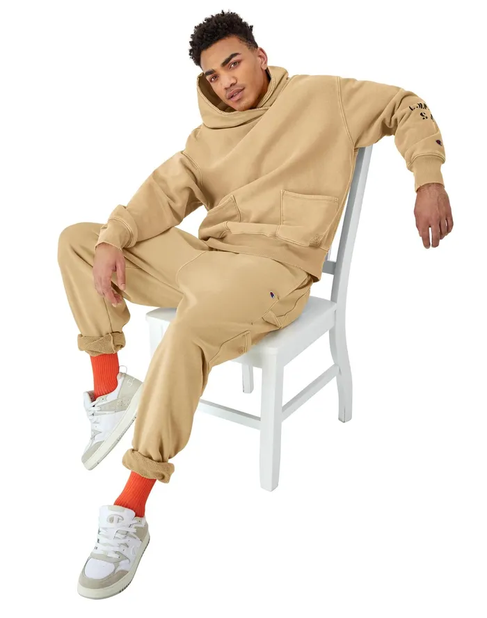 Reverse Weave Crossover Hoodie Ink Stamped Time Capsule Country Walnut Men Champion Hoodies and Sweatshirts
