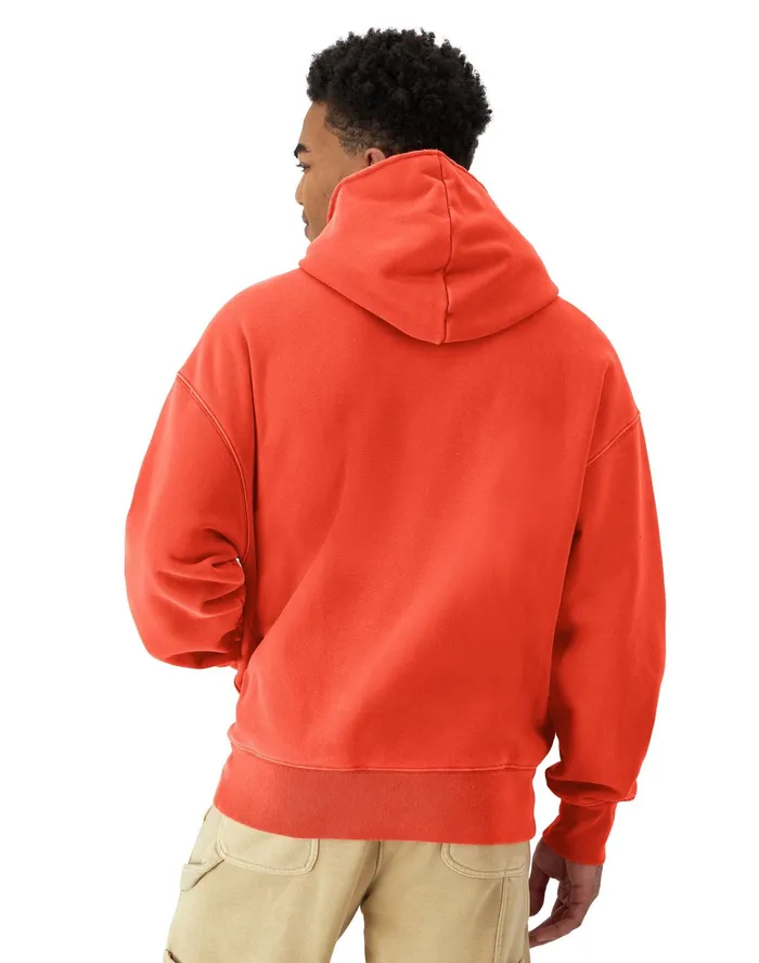 Reverse Weave Crossover Hoodie Ink Stamped Time Capsule Solar Crimson Men Champion Hoodies and Sweatshirts