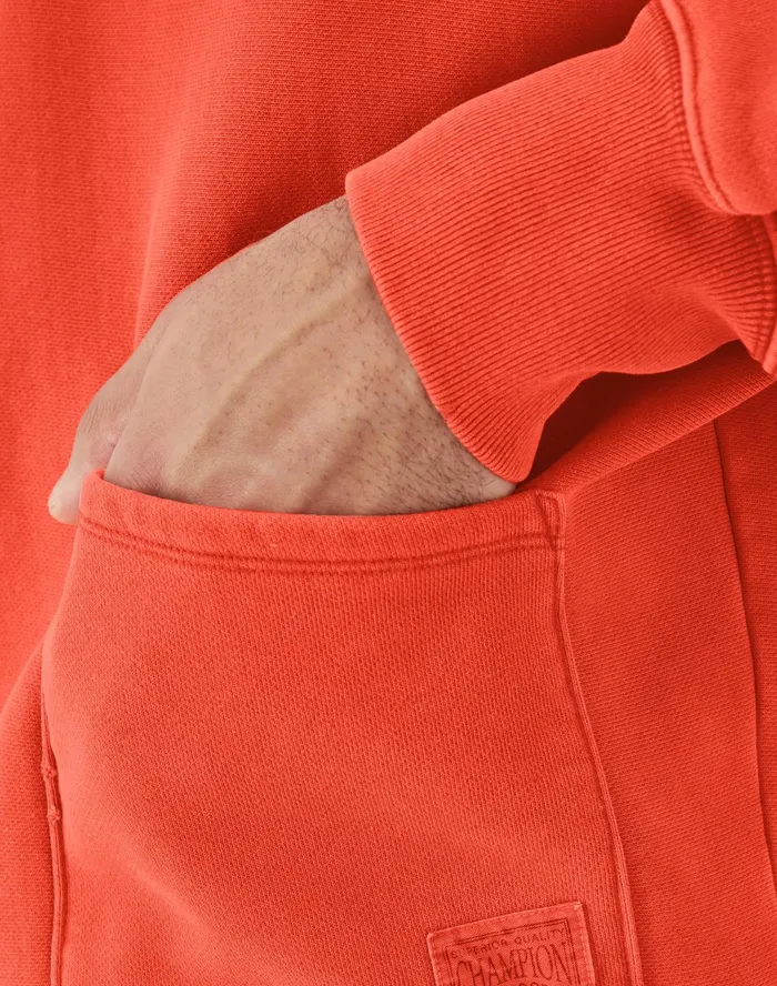 Reverse Weave Crossover Hoodie Ink Stamped Time Capsule Solar Crimson Men Champion Hoodies and Sweatshirts