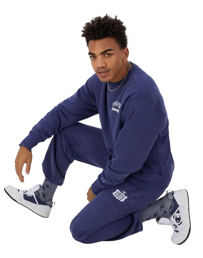 Reverse Weave Sweatpants 1919 Shield With C Logo 30034 Time Capsule Athletic Navy Men Champion Pants and Joggers