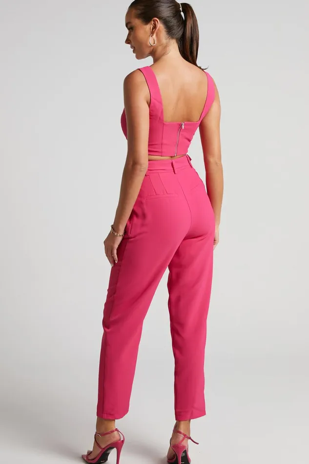 Reyna Two Piece Set 8211 Crop Top And Tailored Pants Set In Pink Women Showpo Curve Clothes