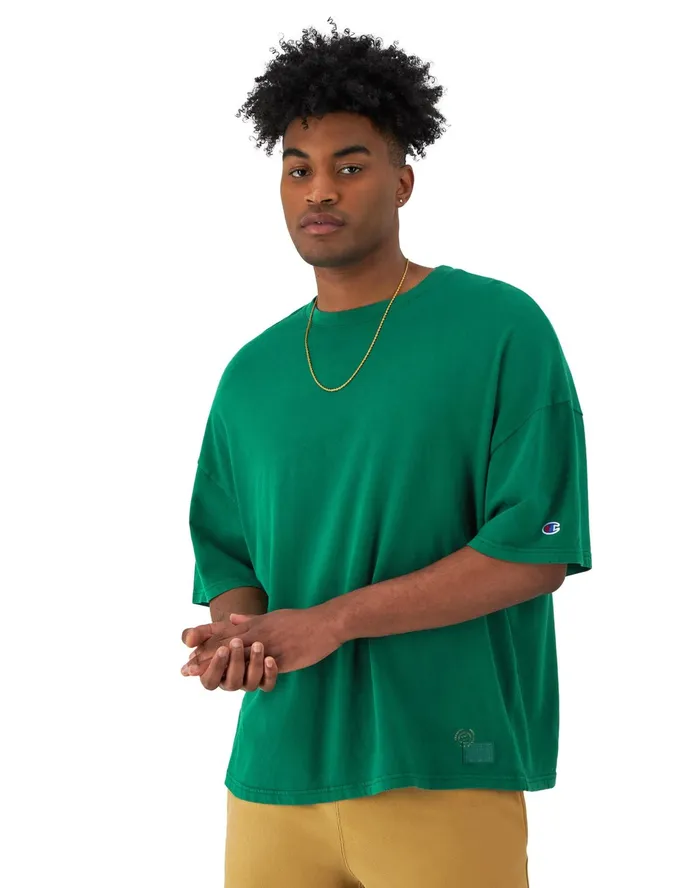 Riggins Drop Shoulder TShirt Stamped Ink Art Time Capsule Athletic Dark Green Men Champion TShirts and Tops Riggins Drop Shoulder TShirt Stamped Ink Art Time Capsule Athletic Dark Green Men Champion TShirts and Tops