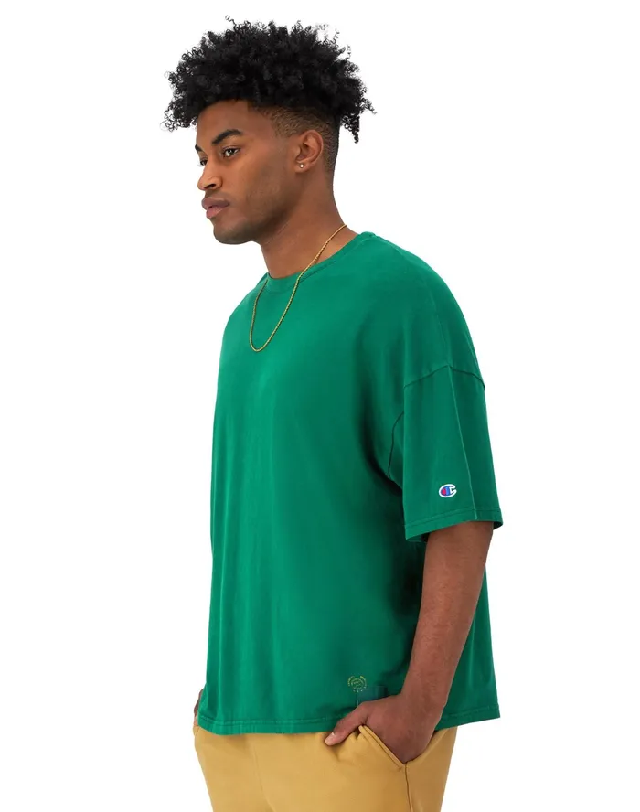 Riggins Drop Shoulder TShirt Stamped Ink Art Time Capsule Athletic Dark Green Men Champion TShirts and Tops
