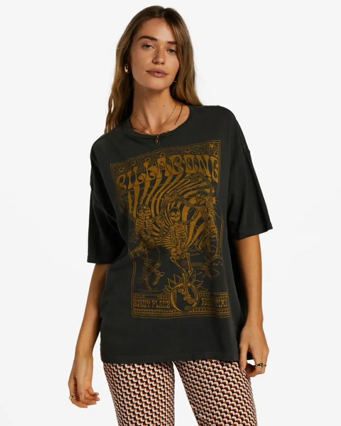Right Place Right Time TShirt Off Black Women Billabong Graphic Tees and Tanks