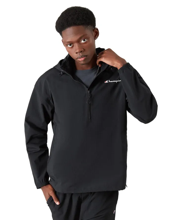 Ripstop Anorak Jacket Script Black Men Champion Jackets