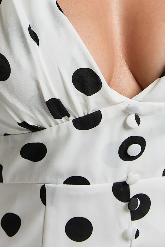 Robyn Mini Dress 8211 Long Balloon Sleeve Plunge Neck Mini Dress In Black Spot Women Showpo Dresses
