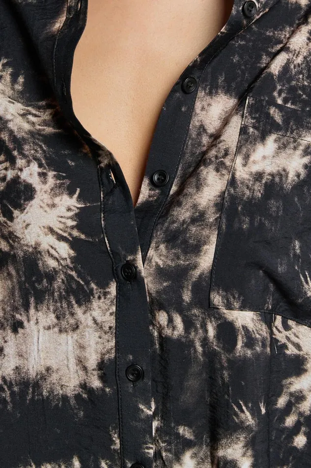 Romain Top 8211 Long Sleeve Oversized Printed Shirt In Black Tie Dye Women Showpo Tops