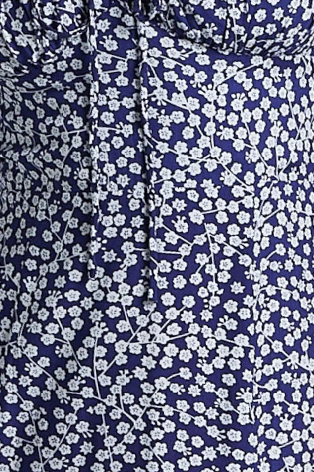 Rosario Midi Dress 8211 Ruched Bust Puff Sleeve Dress In Blue Floral Women Showpo Dresses