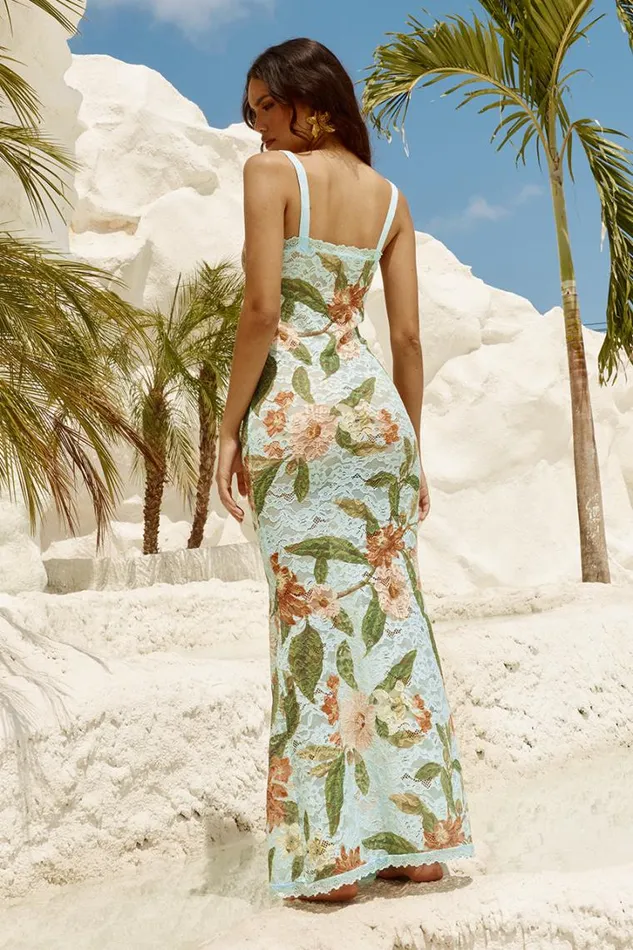Runaway The Label Maxi Dresses SERINA MAXI DRESS Blue Floral 8211 Women