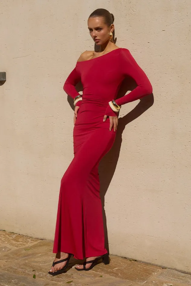 Runaway The Label Maxi Dresses VESSA MAXI DRESS Cherry Red 8211 Women