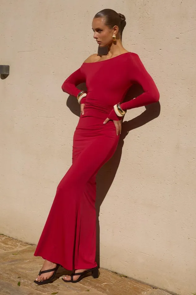 Runaway The Label Maxi Dresses VESSA MAXI DRESS Cherry Red 8211 Women