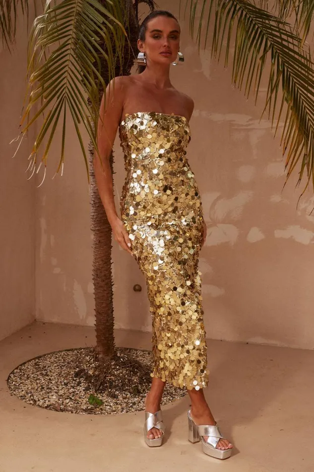 Runaway The Label Midi Dresses GABOURNE DRESS Gold 8211 Women