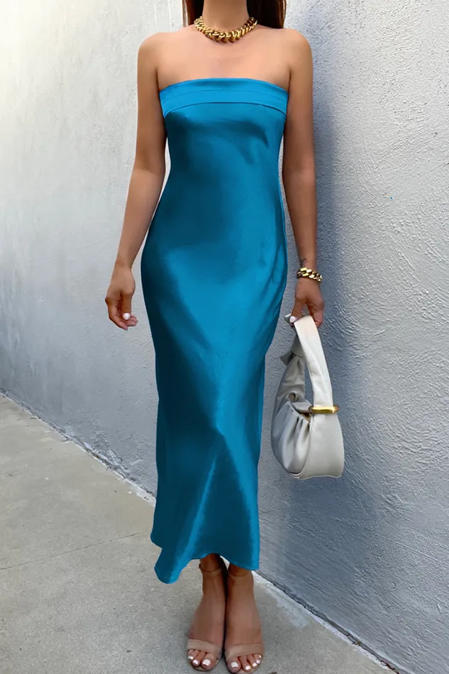 Runaway The Label Midi Dresses Leila Slip Dress Ocean 8211 Women