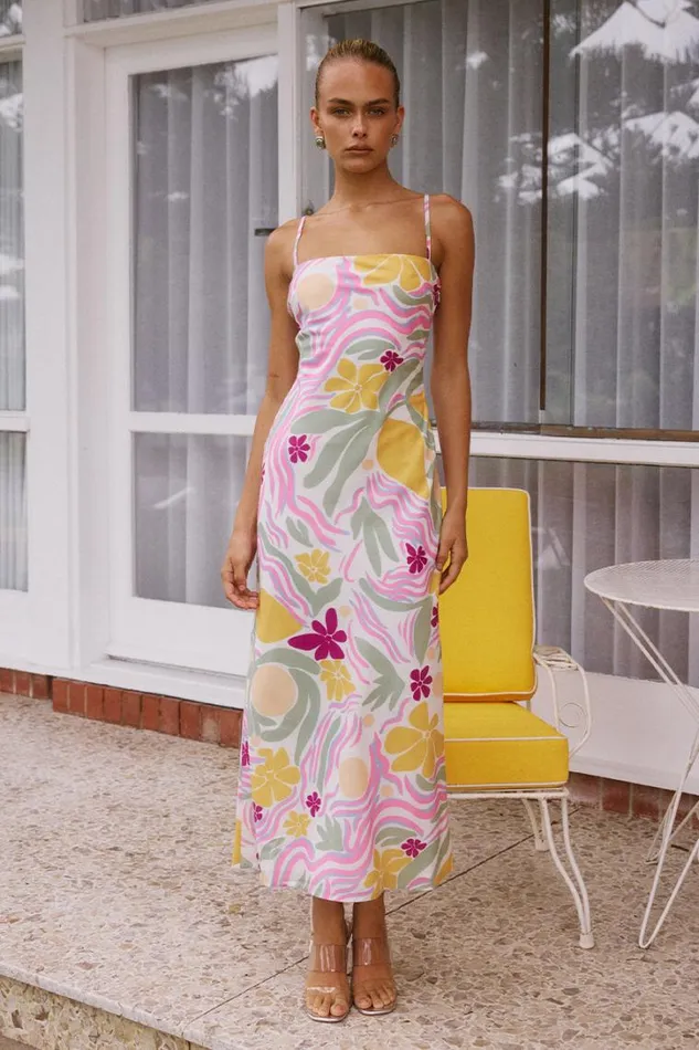 Runaway The Label Midi Dresses LEO SLIP DRESS Aveline Print 8211 Women