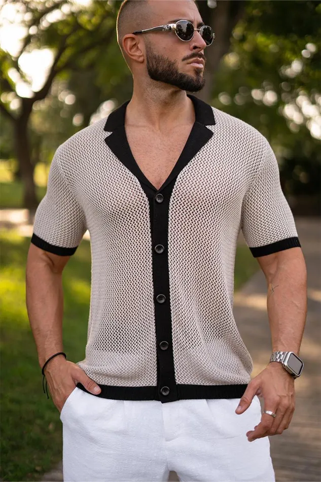 Runaway The Label Shirts CASPER KNIT SHIRT Grey Marble 8211 Men