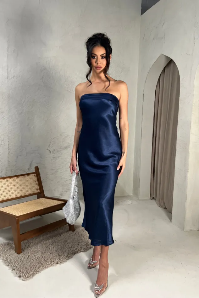 Runaway The Label Slip Dresses LEILA SLIP DRESS Navy 8211 Women