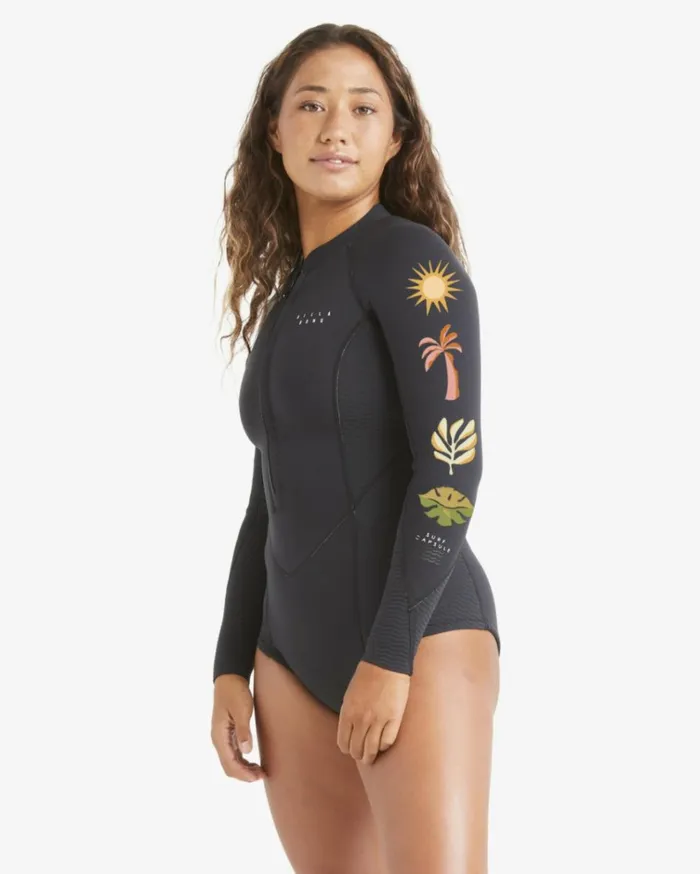 Salty Dayz Natural Long Sleeve Spring Wetsuit Hidden Palms Black Women Billabong Billabong Surf Capsule