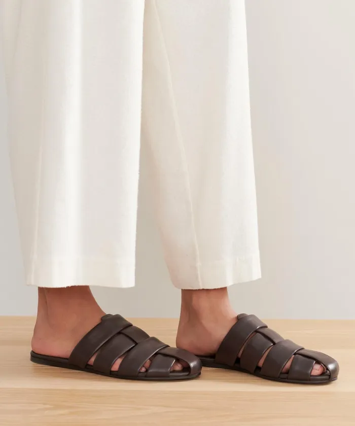 Sandals and Slides Women Jenni Kayne Leather Camilla Mule Chocolate